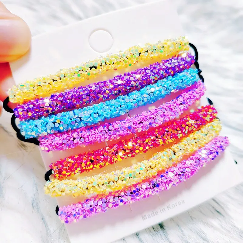 

Hair Scrunchies For Girls Sequin Glitter women Elastic Hair Bands Women Pink Sweet Ponytail Holder Rope Bling Hair clip orange