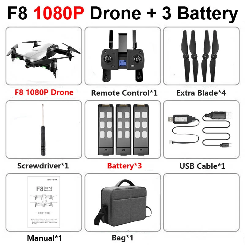 Радиоуправляемый Дрон F8 gps Дрон с Wifi FPV 4K HD камерой бесщеточный Квадрокоптер расстояние 1200 м Fly 27 Mins VS F11 K1 SG906 X12 Дрон - Цвет: 1080P 3Battery Bag