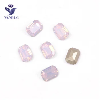 

YANRUO 4610S Octagon Rose Water Opal Sewn Stones Sew On Glass Rhinestones Stones Pointback Claw Gems For Sewing