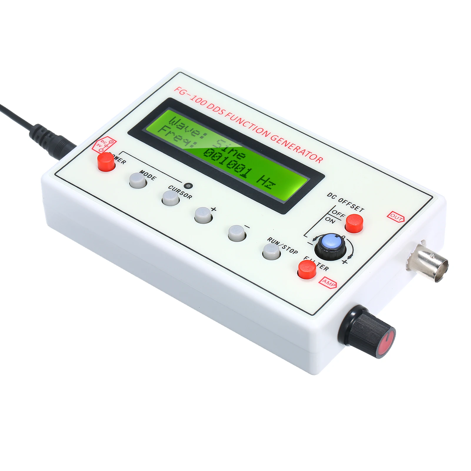 1HZ-500 кГц FG-100 DDS генератор сигналов синусоидальной ЭКГ Шум Выход частотомер