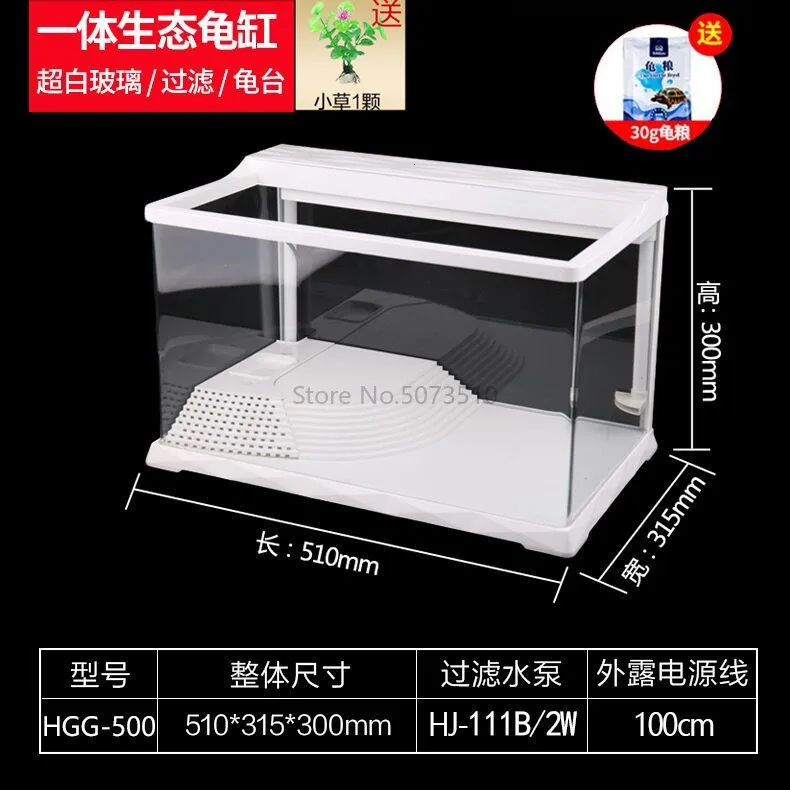 Creative Turtle Tank with Balcony Turtle Special Amphibious Tank Home Turtle Villa Glass Small Fish Tank Tortoise House - Цвет: Леопард