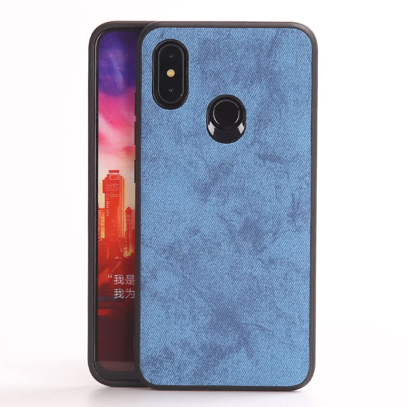Чехол для телефона для Xiaomi mi 8 A1 A2 Lite mi x 2S 3 Max 3 джинсовая холщовая кожа Мягкий ТПУ чехол для Red mi Note 5 6 Pro 6A Capa - Цвет: Синий