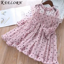 Keelorn/платье для девочек; Детские платья для девочек; Повседневная сетчатая кружевная одежда принцессы с вышивкой для девочек; летнее платье без рукавов; детская одежда