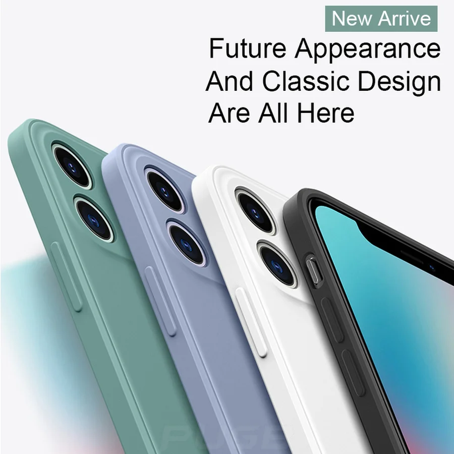 Luxury Orignal Square Soft Liquid Silicone Case For iPhone 11 12 13 Pro Max Mini X XS XR 6S 7 8 Plus SE 2020 Shockproof Cover
