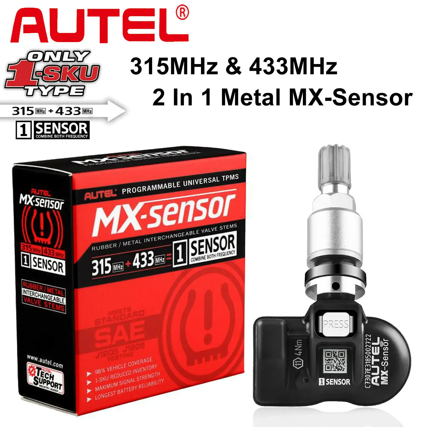 Autel TPMS TS508 сканер с 8 шт. комплект датчиков MX Sensor 433 МГц/315HHZ шины Профессиональный