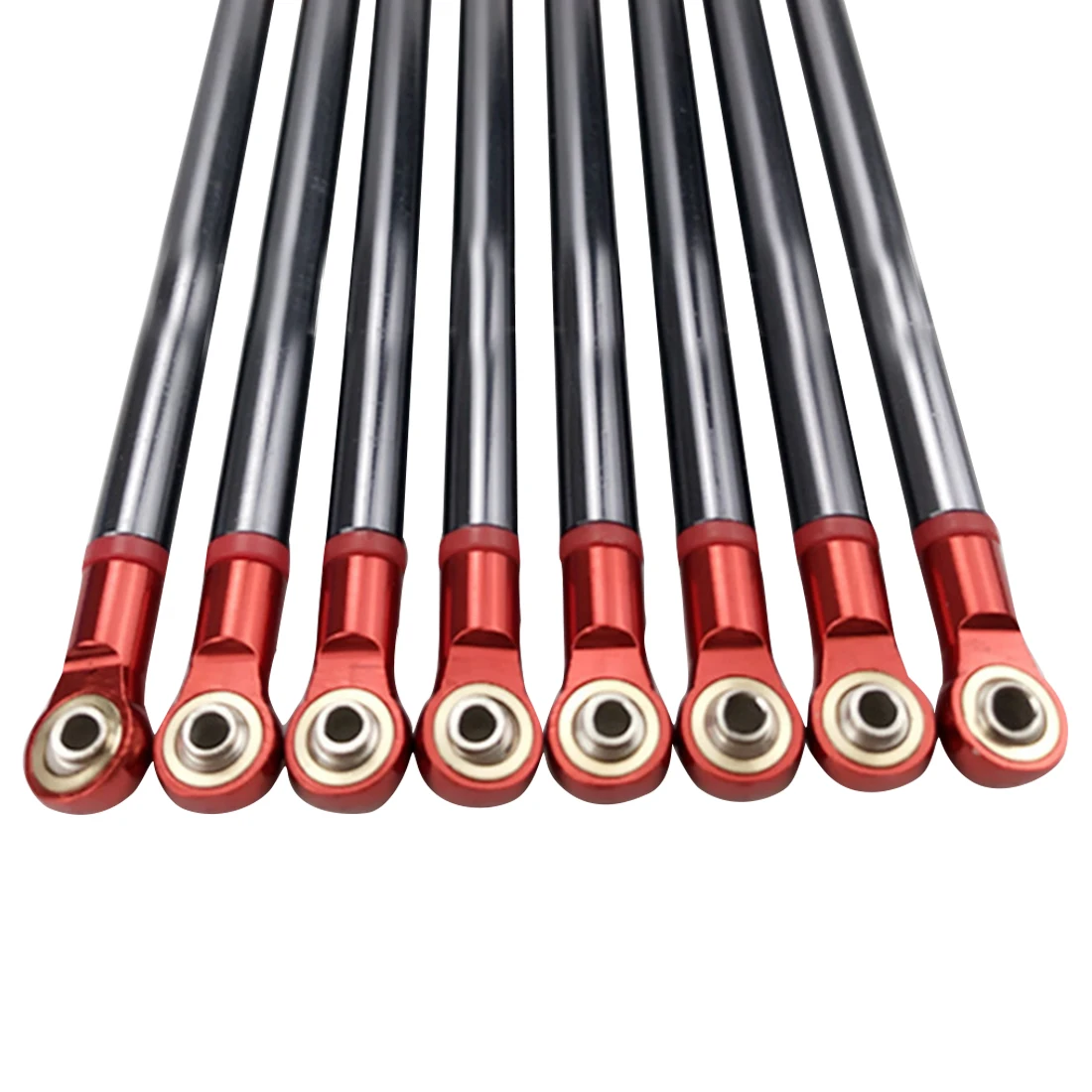 8Pcs 313mm Wheelbase Metal Pull Rod Aluminium Alloy Pull Rod For Axial SCX10 1:10 RC Car - Titanium Color + Red