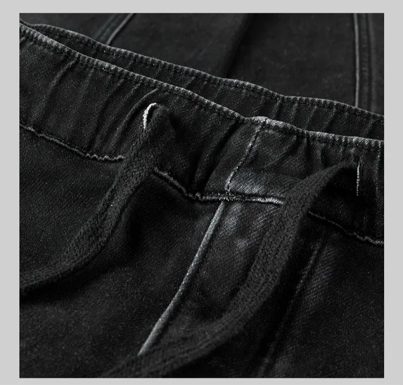 KUEGOU осенние хлопковые черные обтягивающие джинсы мужские уличные брендовые облегающие джинсовые штаны мужские байкерские классические Стрейчевые брюки 2979