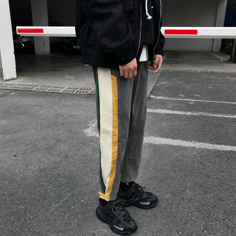 Corduroy Pants Men s Fashion Contrast Color Casual Joggers Pants Men Streetwear Loose Hip Hop Trousers 3