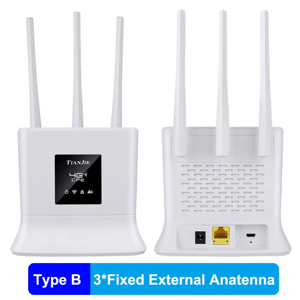 TIANJIE Wifi Router 3G 4G CPE Modem 4g Wifi Sim Card External Antenna RJ45 WAN LAN High Speed Wireless Routers Network Adaptor 