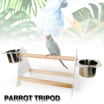 

1pc Parrot Stand Play Bird Cockatiel Perch Rack Training Stand For Birds Supplies with 2 Feeding Bowl Cups