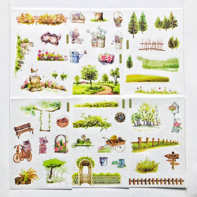 Paquet de stickers Feuilles vertes 