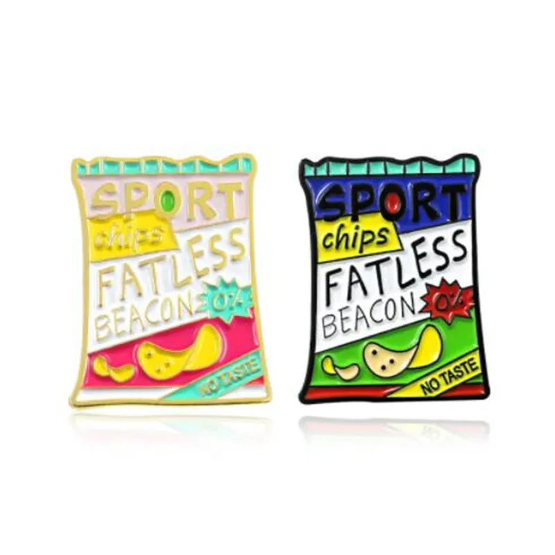 

WKOUD Sport Fatless Beacon Enamel Pin Potato Chips Cartoon Creative Fun Brooches Badges Hat Backpack Accessories Jewelry Gifts