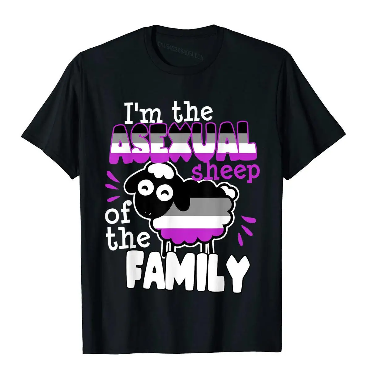 Asexual Sheep of The Family Funny Pride Flag LGBTQ T-Shirt__B12885black