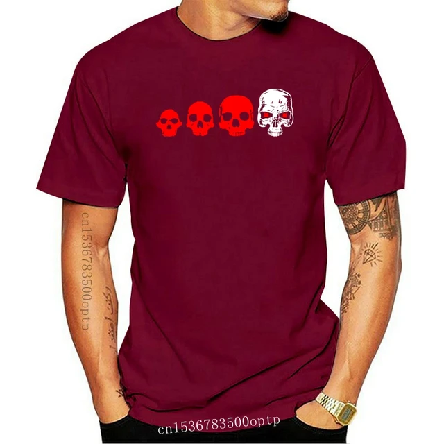 New Men T shirt Cyborg Skull Robot Skynet Red Skull t-shirt 1