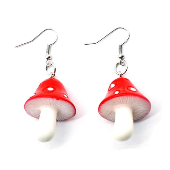 

Creative Red Purple Acrylic Mushroom Pendant Earrings Fashion Women's Party Long Earring Accessories Sweet Girl Jewelry Gift
