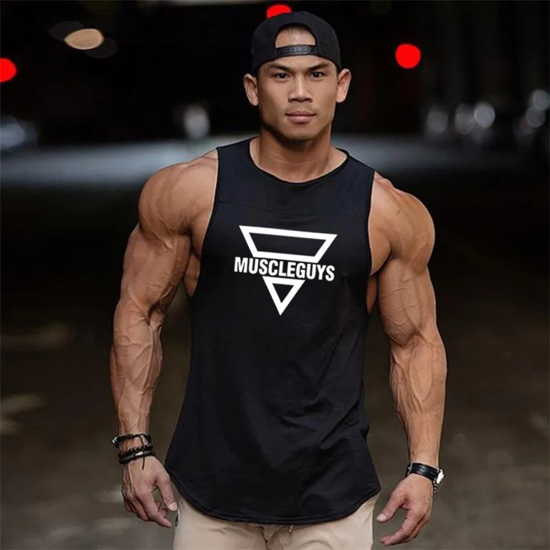 

Brand Fashion Workout Gym Muscle Sleeveless Shirt Tank Top Men Casual O-neck Clothing Bodybuilding Sport Fitness Singlets Vest