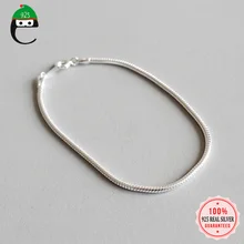 ElfoPlataSi 925 твердая Настоящее серебро 925 пробы круглая цепочка из змеиных костей браслет 18 см для жены девушек леди женщин ювелирные изделия ED159