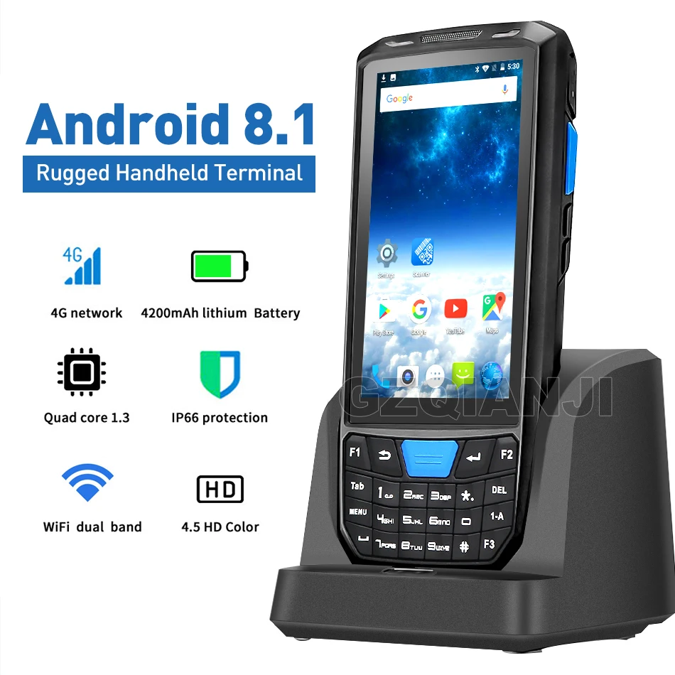 Ручной сканер штрих кодов PDA Android 8 1 сенсорный экран 1D 2D Wi Fi Bluetooth GPS 4G|Сканеры| |