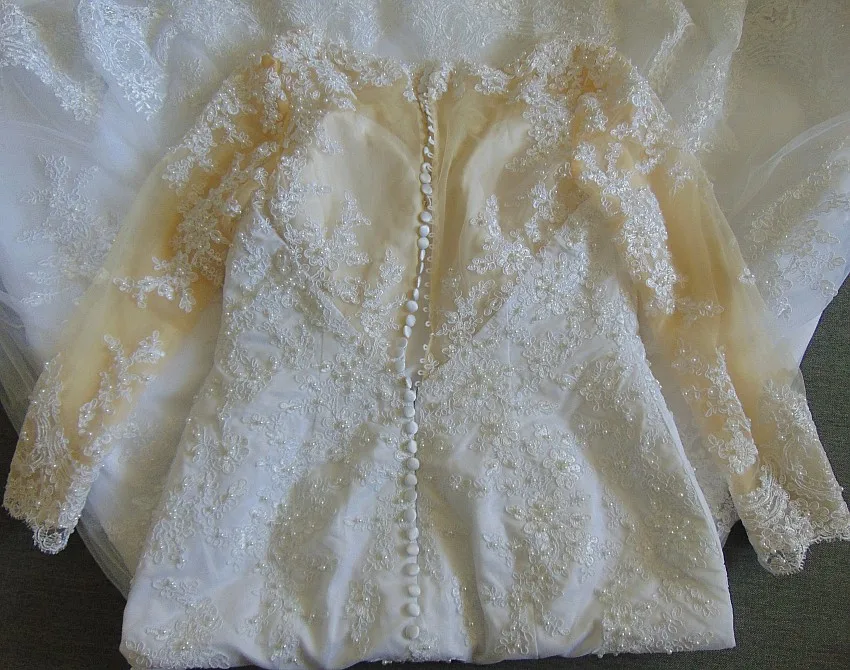 Vestido de noiva винтажное свадебное платье с прозрачной тюлевой спиной и длинными рукавами, аппликационные Жемчужины для кружева, Русалка Suknia slubna