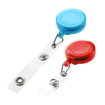 

2pcs Retractable Ski Pass ID Card Badge Holder Key Chain Reels with Clip - Red & Light Blue