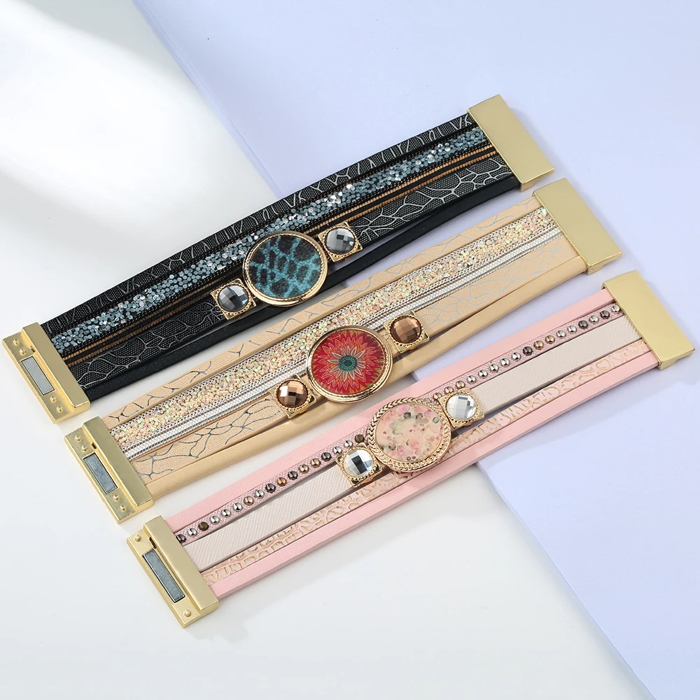 Pulseras, Модный женский браслет из искусственной кожи, магнитные браслеты и браслеты для женщин и мужчин, ювелирное изделие, очаровательный браслет Pulseira masculina