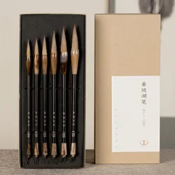 Ensemble de stylos et pinceaux de calligraphie chinois de haute qualité, ensemble de 6 pièces pour peinture de paysage chinois, brosse à encre Huzhou 