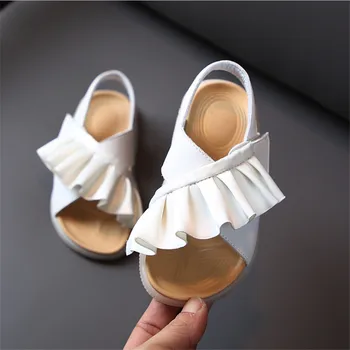 

2020 new summer kids sandals leather ruffle toddler kids shoes girls princess sandals fashion little baby shoes 21-30