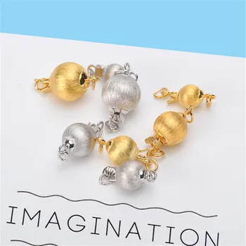 

DIY accessories S925 sterling silver matte lantern buckle round buckle pearl necklace bracelet insert button connection button