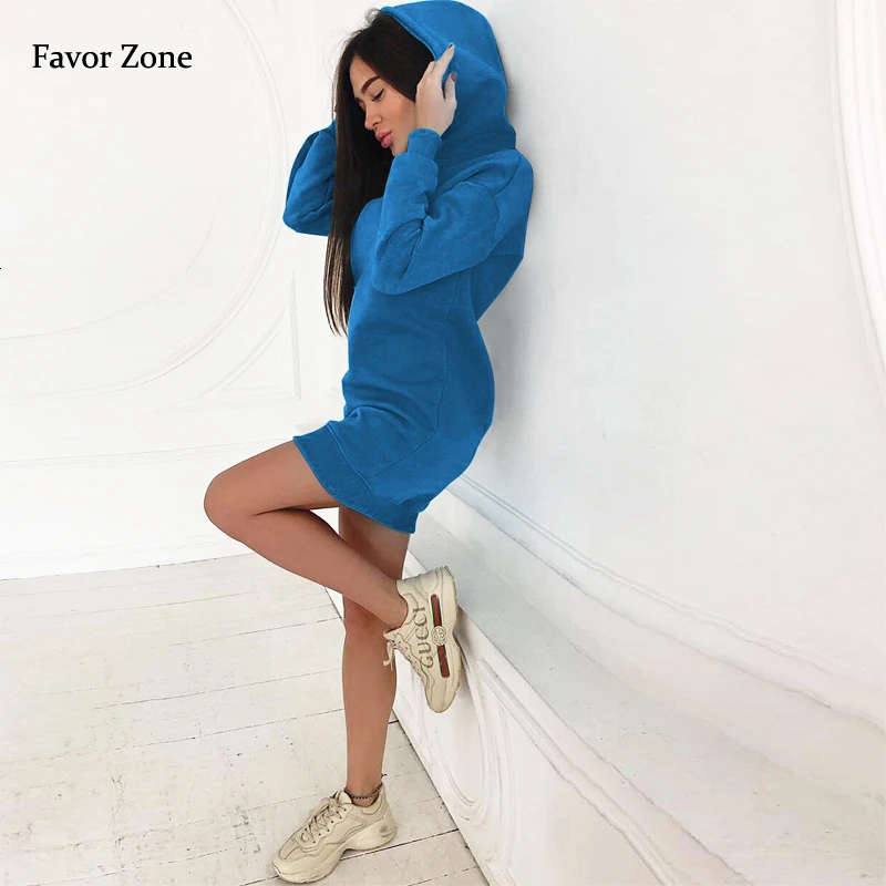 

Solid Color Women's Hoodies Autumn Winter Long Style Hooded Sweatshirt Casual Loose Female Pullover Tops Long Sleeve Tracksuit