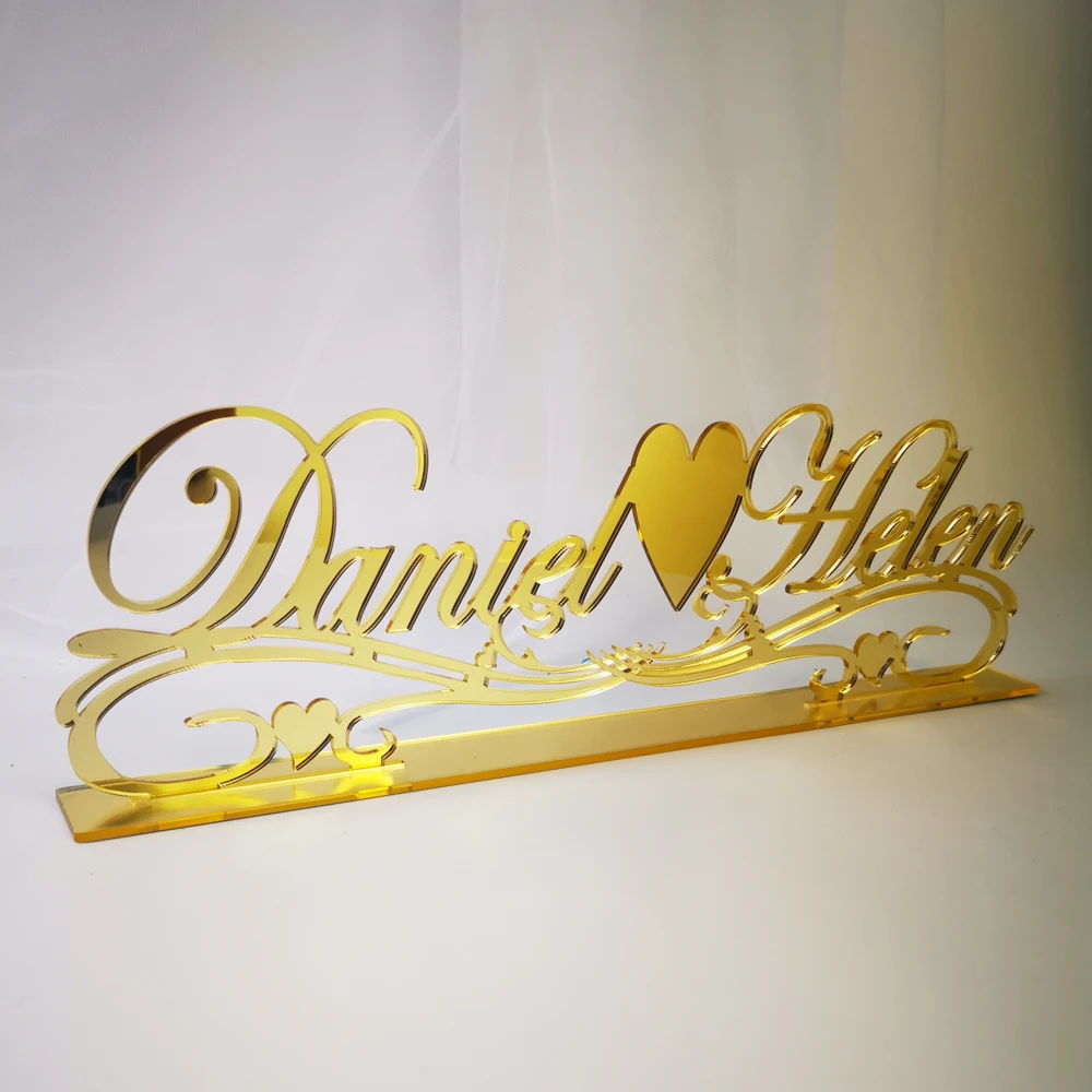 Custom Mirrored Name for Table Decor Acrylic Mirror Tableshow Wedding Decoration on Desktop Personalized Valentines Day Anniversary Decor (3)