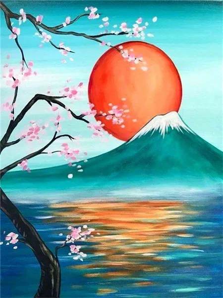

DIY Full drilling Diamond Painting Landscape Sunset Cross stitch Diamond Embroidery Seaside Sunset Picture Home Decoration