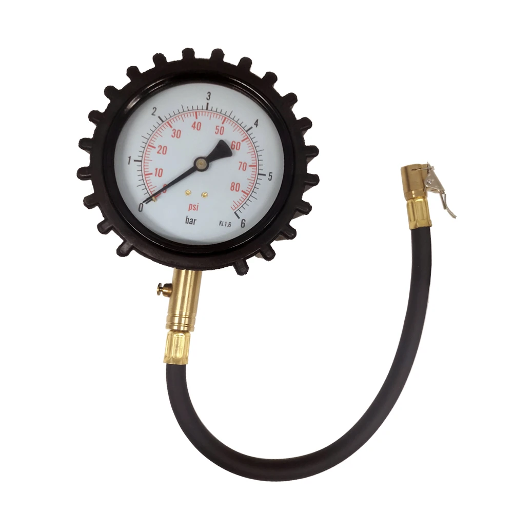 4 Inches Dial Car Tire Pressure Gauges With Clip On Air Chuck Pressure