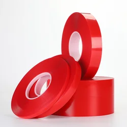 Bande adhésive forte en Pet pour téléphone, 25M, Film rouge PET transparent Double face, sans Trace pour écran LCD de 1mm 5mm 10mm 15mm 