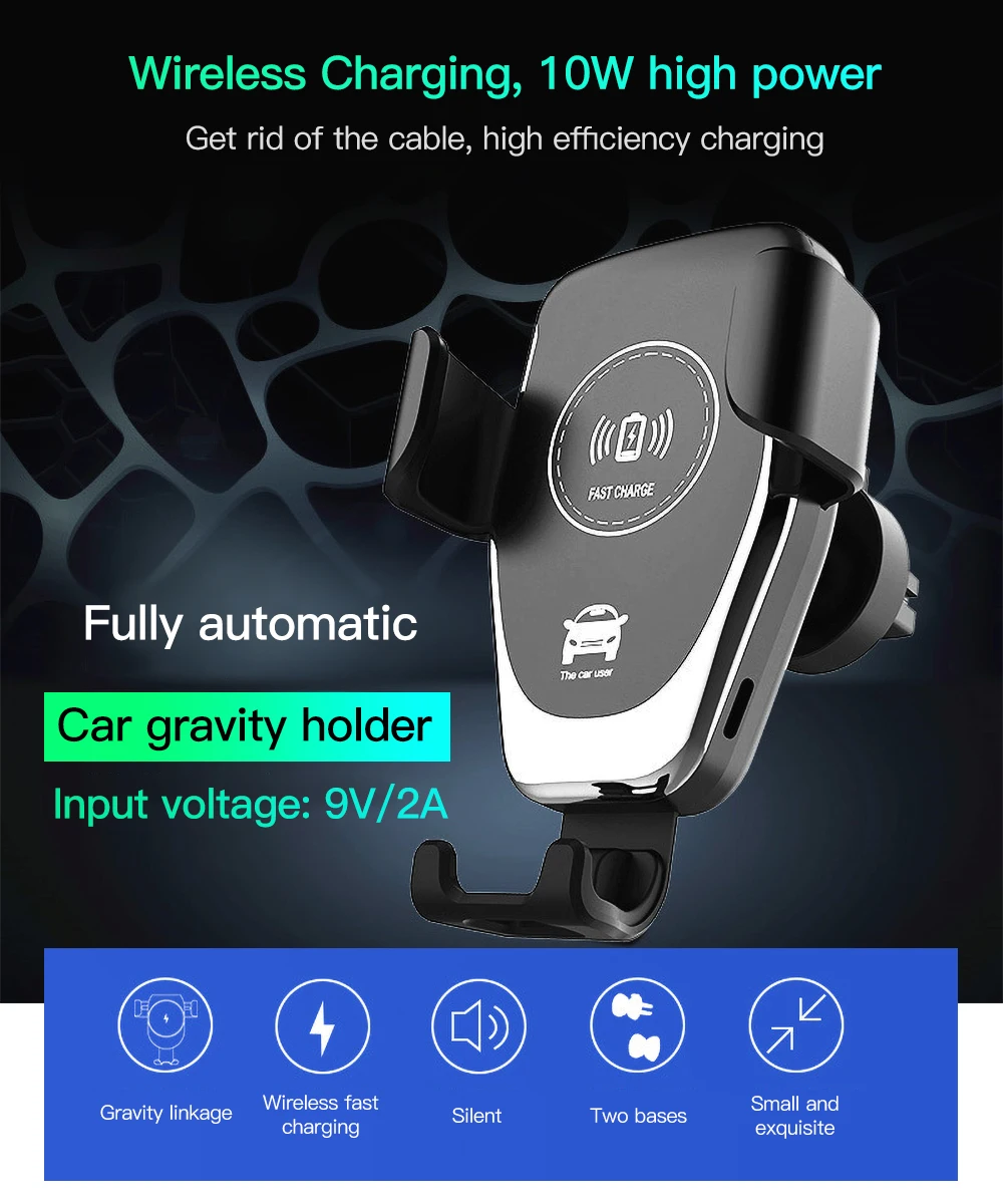 Автомобильный держатель Meeker Gravity, Беспроводная зарядка для телефона в автомобиле, крепление на вентиляционное отверстие, держатель для мобильного телефона для iPhone 11 Pro samsung