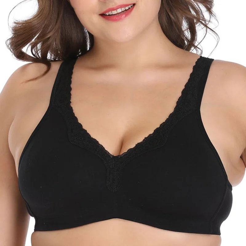 Womens Fat Bras Wireless Sexy Lingerie Tops Plus Size Bralette Large Full Cup Bust Brassiere Underwear 36-54 A-F | Женская одежда