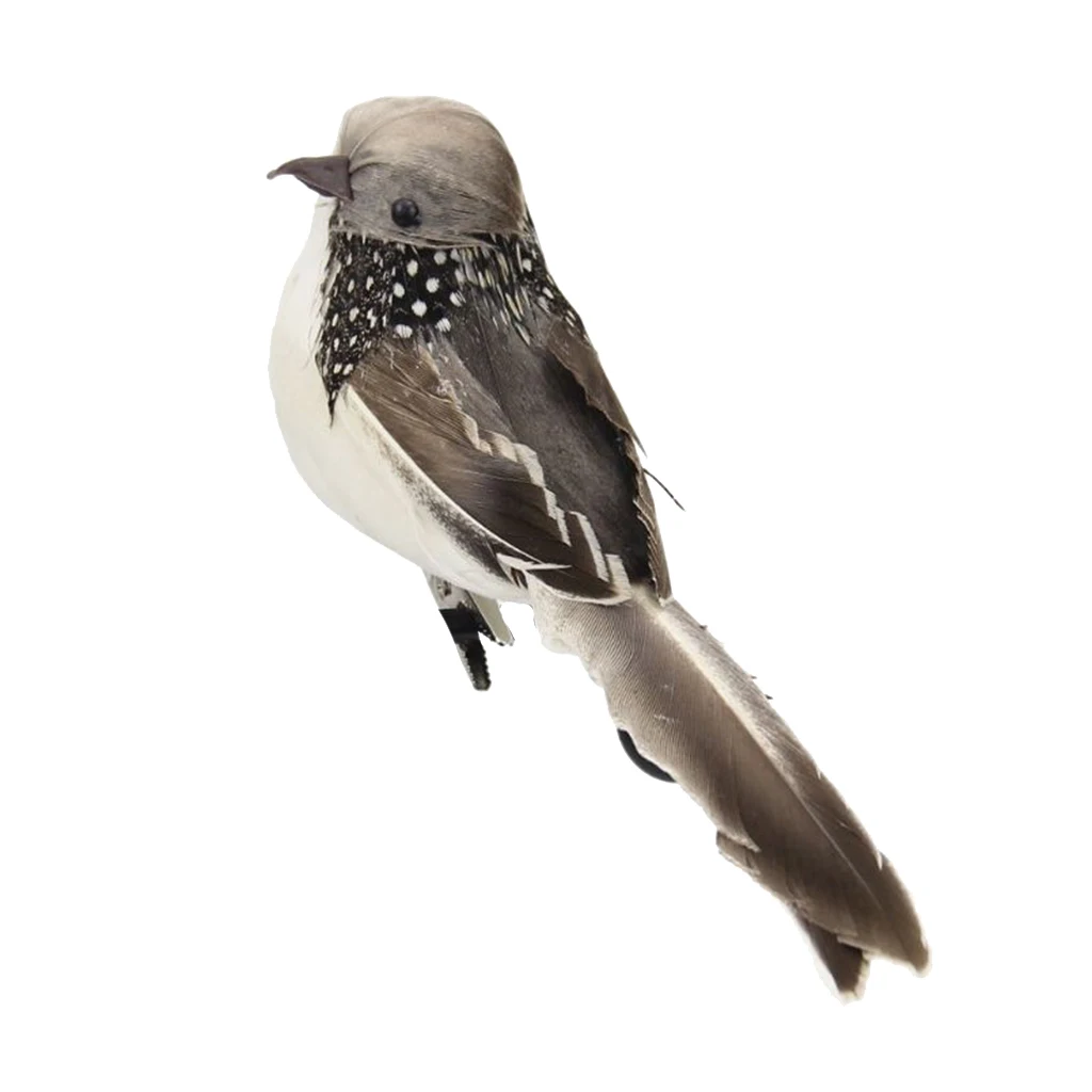 Artificial Feathered Birds Clip On Figurine Animal Statue for Indoor & Outdoor Decor