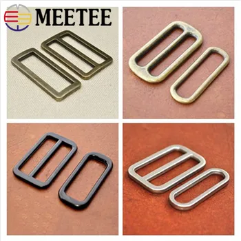 

Meetee 2/6/10sets ID38mm Webbing Straps Metal Slider Tri-Glide Adjustment Buckle Activity Square Hook DIY Bag Hardware Accessory