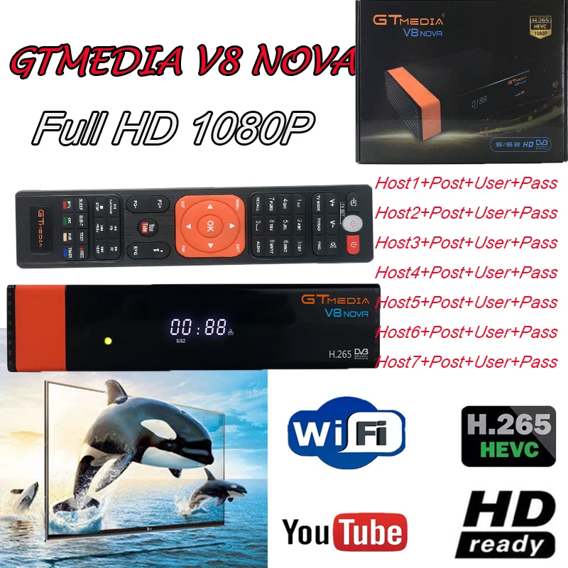 GTMEDIA V8 NOVA спутниковый декодер DVB-S2 H.265 USB2.0 Поддержка YouTube бесплатно 1 год Испания cccam freesat v8 nove такой же как v9 super