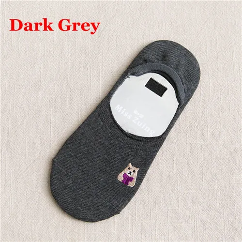 grey 1 пара красочных вышитых цветов невидимые короткие женские летние прозрачные сетчатые дышащие хлопковые носки-лодочкой женские короткие носки - Цвет: grey