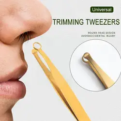 Nose Hair Trimming Tweezer Scissors Hair Trimmer Nose Clip Removal Hair Eyebrow Tweezer Clip Steel T5i6