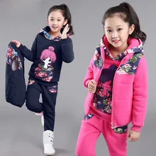 Плотные теплые комплекты одежды для девочек Детский костюм с курткой и штанами с Микки и Минни Спортивный костюм для холодов для девочек-подростков, комплект детской одежды, жилет