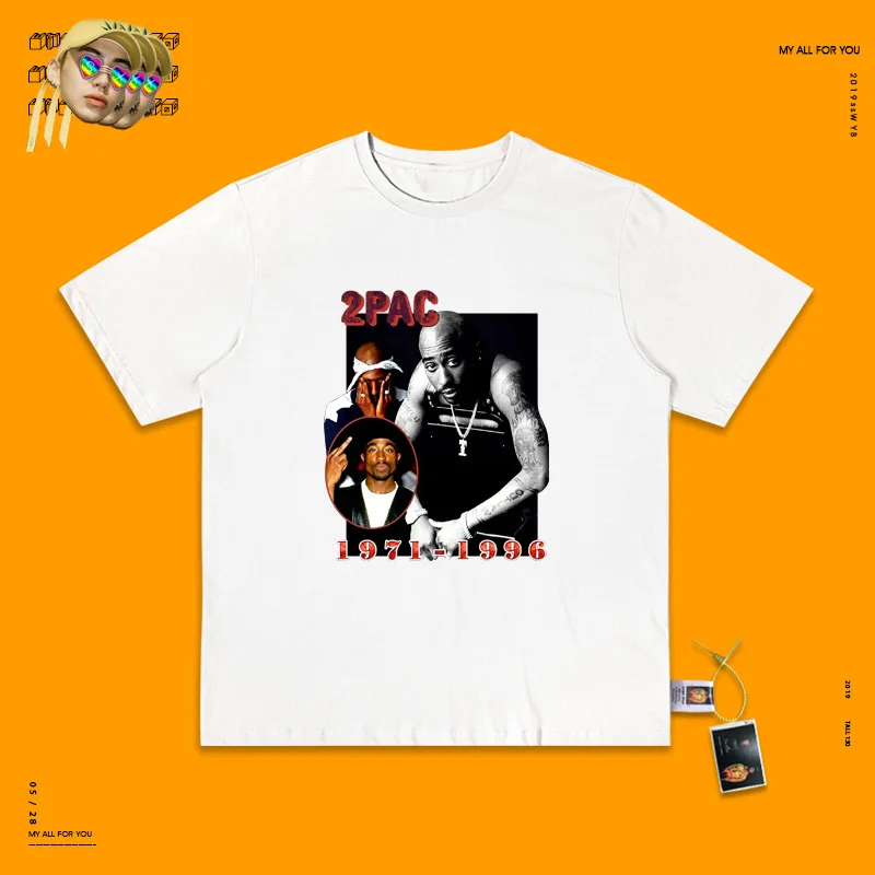 Salute 2pac бандит банда хип-хоп рэп Си Хай банк короткий рукав Футболка свободная Высокая улица хип-хоп
