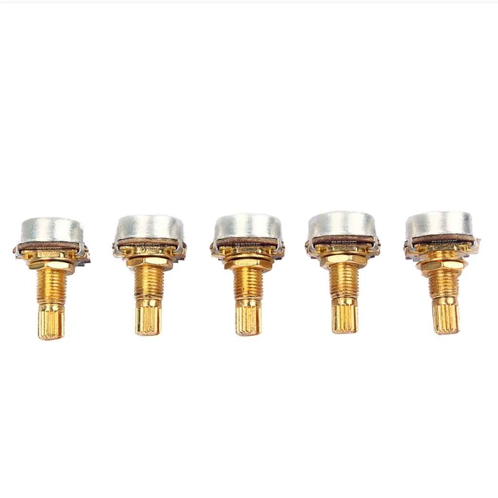 A500k Ohm Audio Mini Pots Golden Potentiometer For Electric Guitar Pack of 5