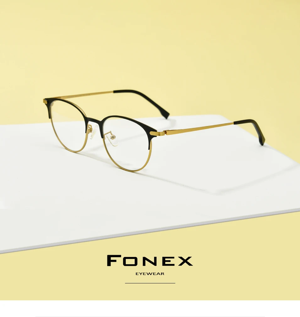 FONEX, сплав, очки для мужчин, ультралегкие, для женщин, Ретро стиль, круглые очки, оправа, Ретро рецепт, оптические очки без винтов, 988