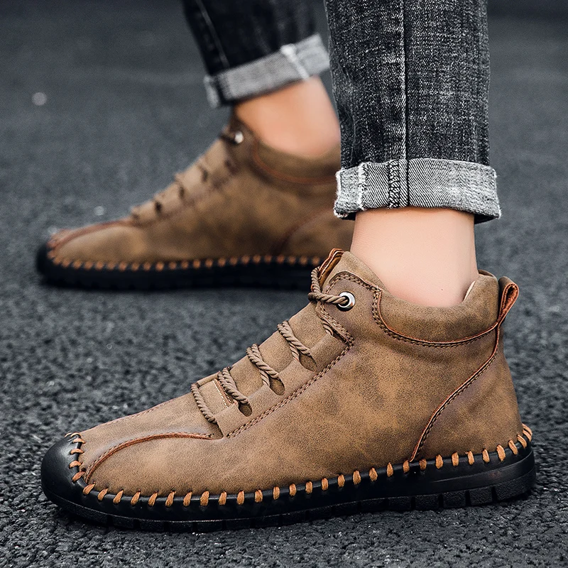 SMS Men's Hiking Shoes Durable Waterproof Anti-Slip Outdoor Climbing Trekking Shoes Zapatos Hombre Warm Snow Boots Plus Size