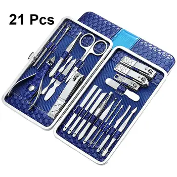 

21Pcs Professional Nail Art Tools Stainless Steel Nail Clipper Cutter Trimmer Nail File Set