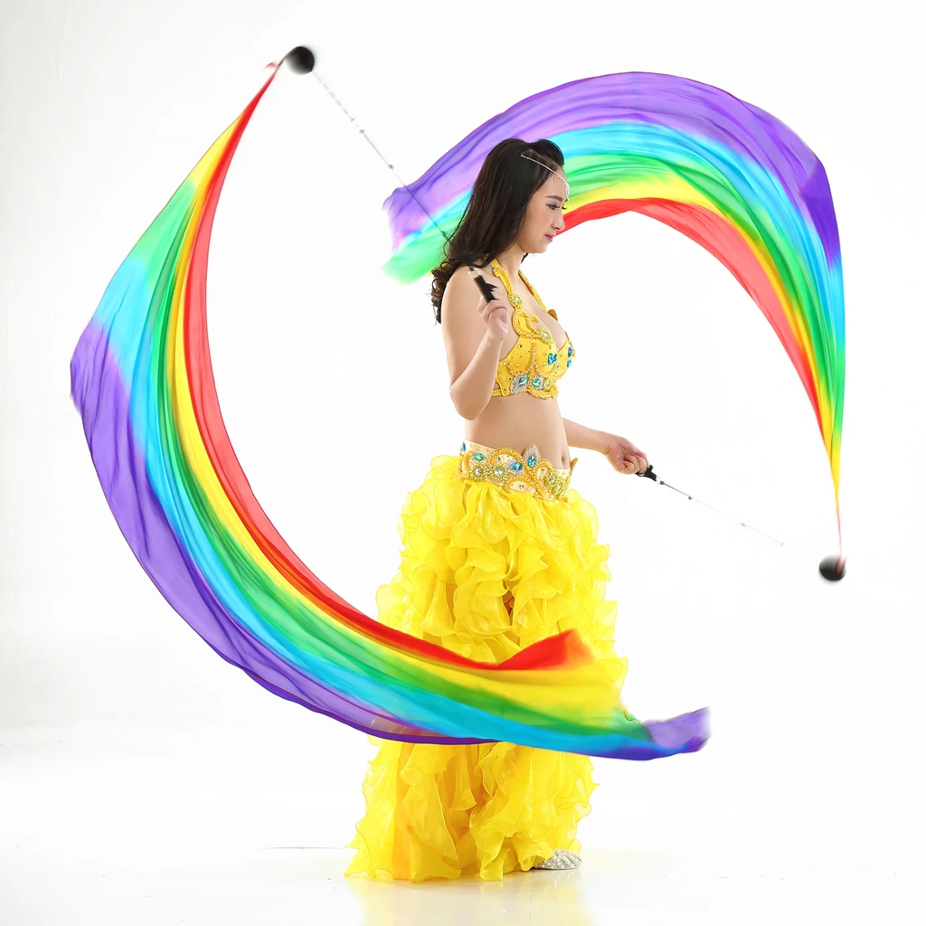 Струящаяся шелковая вуаль пой бросок шары для танца живота Йога Танцы Аксессуары для сцены реквизит танец живота костюм