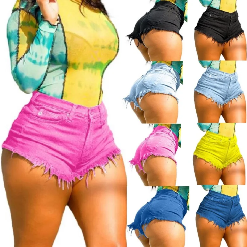 

Women Summer Denim Shorts High Waist Skinny Bodycon Jeans Short Pants Ladies Beach Shorts