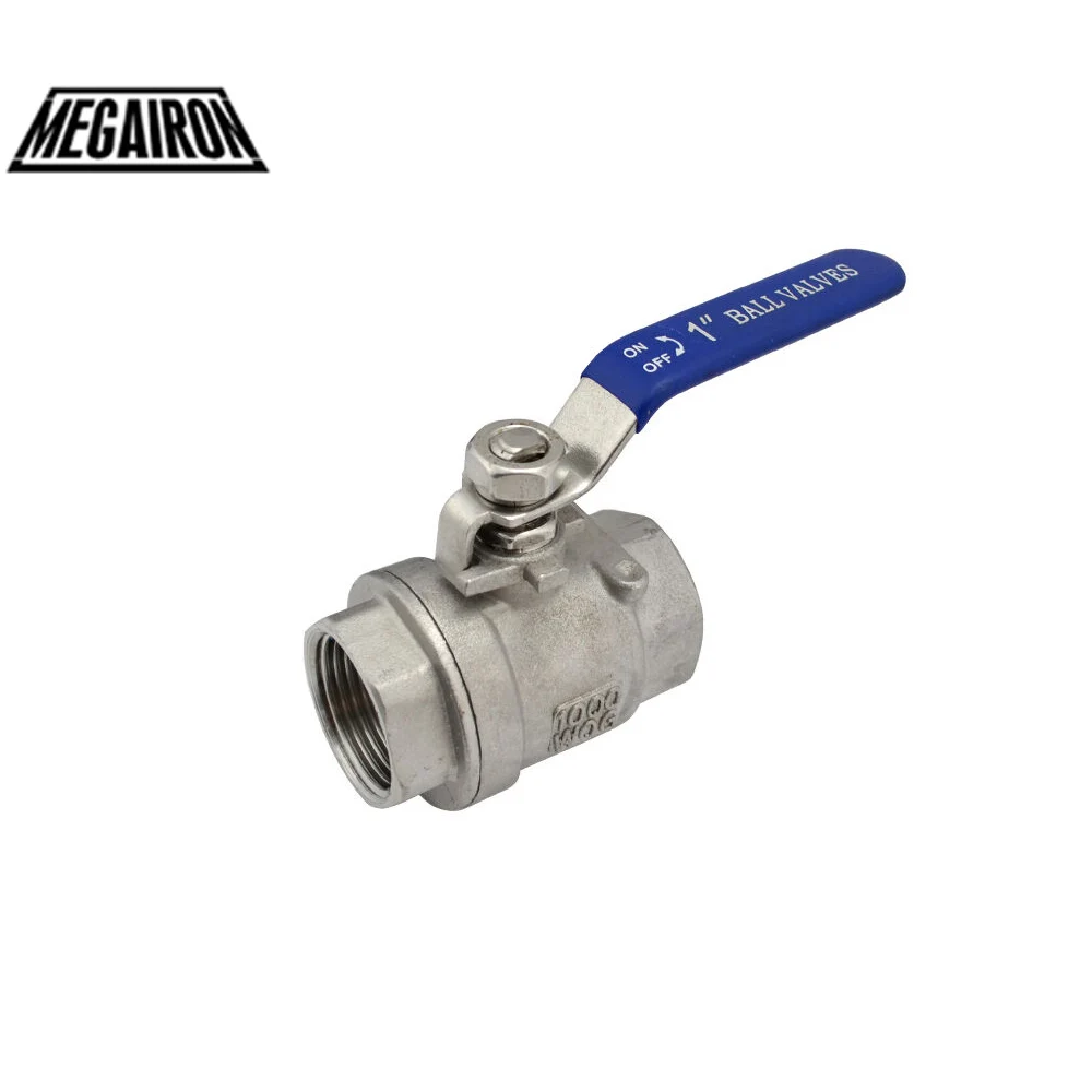 MEGAIRON " NPT Женский 304 из нержавеющей стали санитарный 2 шт полный порт шаровой клапан с виниловой ручкой Резьбовые клапаны Макс 1000 psi