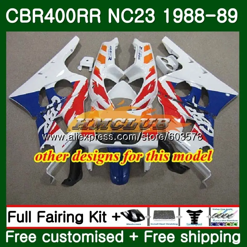CBR400 RR для HONDA NC23 CBR400RR 1988 1989 1990 1991 1992 1993 черный глянец 96CL. 49 CBR 400 RR 400RR 88 89 90 91 92 93 обтекатели